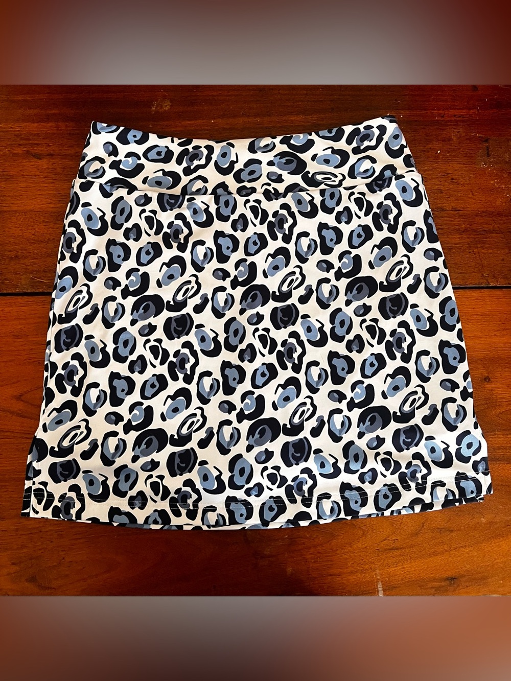 Blue and Black Leopard Print Women's Skirt